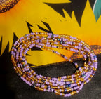 Waist Beads - Purple & Gold Hand-beaded