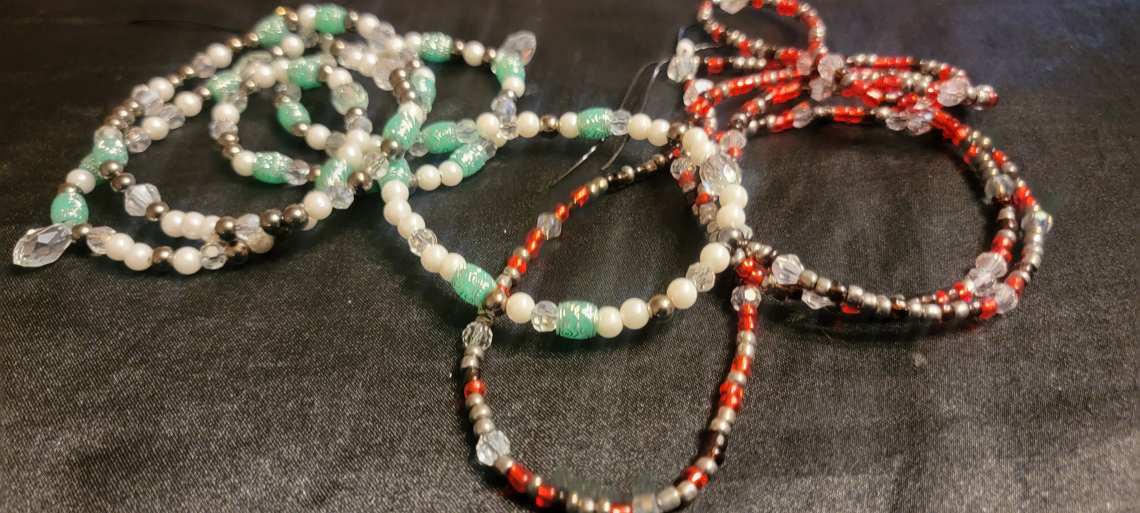Waist Beads - Red & Green Duo