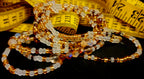 Waist Beads- Gold, Frost White, & Brown Crystal