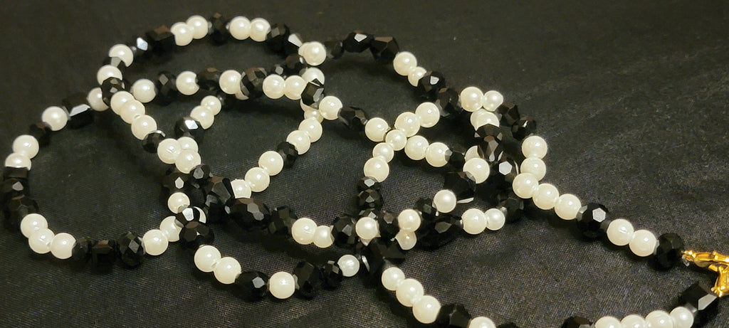 Waist Beads - Black Crystal & Pearl