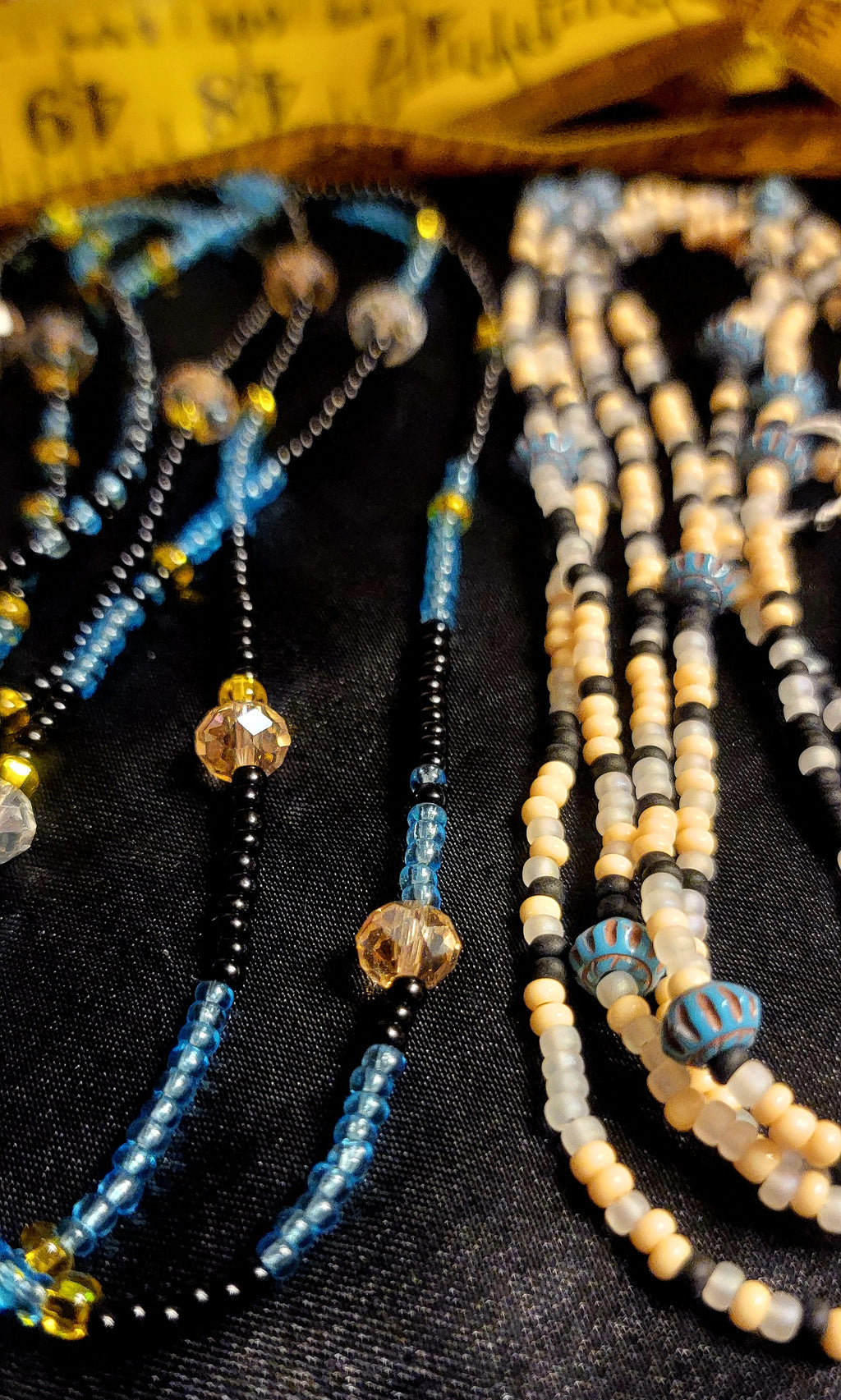 Waist Beads- Blue Black Yellow Duo