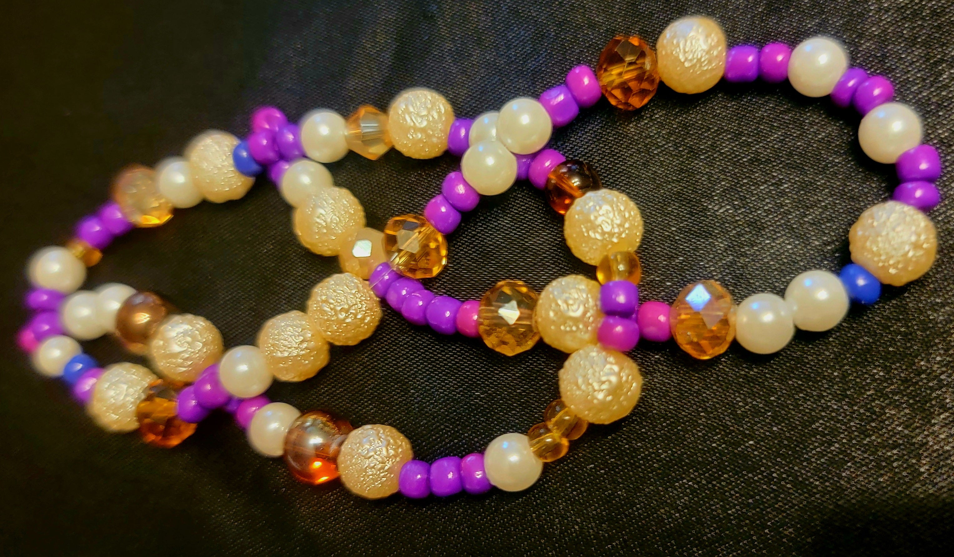 Waist Beads - Hand Beaded Purple Crystal Pearl