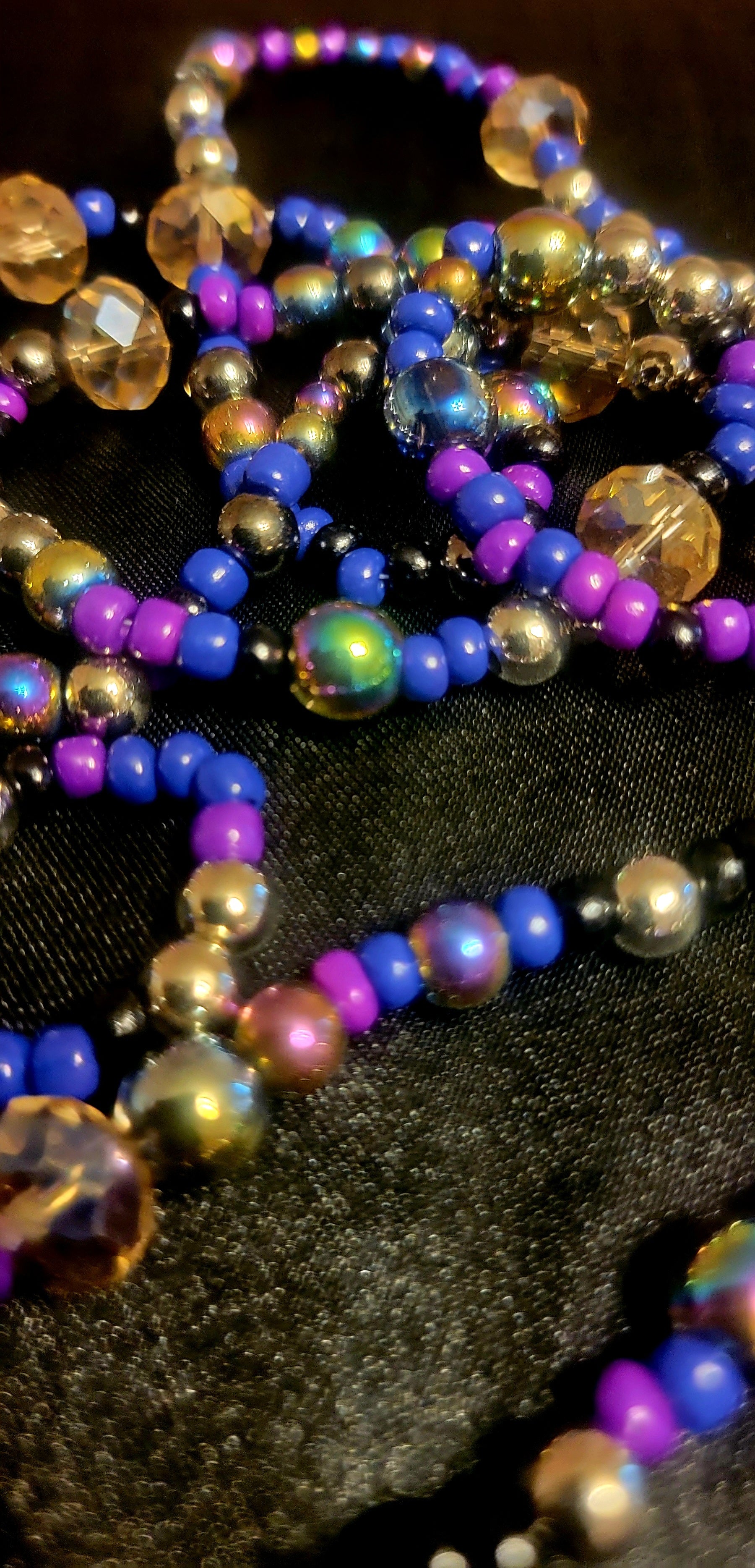 Waist beads - Galaxy inspired Hand-beaded with matching Anklet
