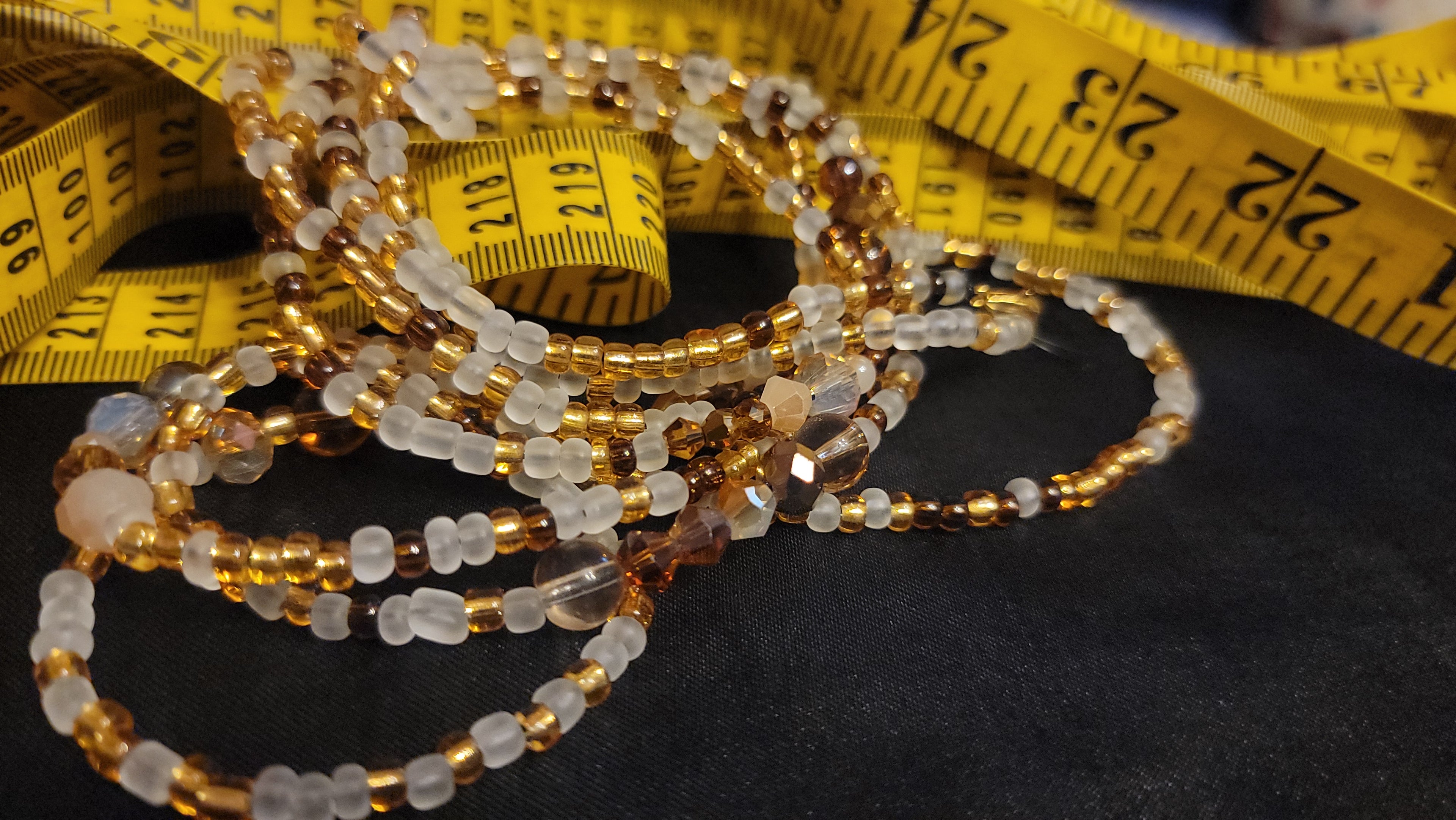 Waist Beads- Gold & Brown Crystals